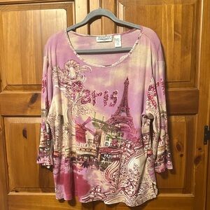 New Direction Graphic Scoop Neck Women's Top - 2X